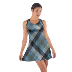 Black And Blue Iced Plaids  Cotton Racerback Dress by ConteMonfrey