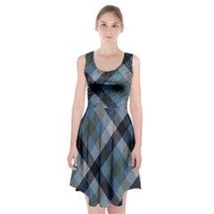 Black And Blue Iced Plaids  Racerback Midi Dress by ConteMonfrey