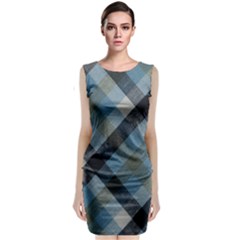 Black And Blue Iced Plaids  Sleeveless Velvet Midi Dress by ConteMonfrey