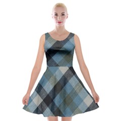 Black And Blue Iced Plaids  Velvet Skater Dress by ConteMonfrey