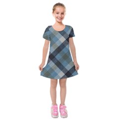 Black And Blue Iced Plaids  Kids  Short Sleeve Velvet Dress by ConteMonfrey