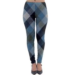 Black And Blue Iced Plaids  Lightweight Velour Leggings by ConteMonfrey