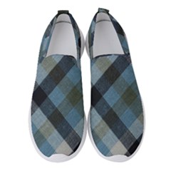 Black And Blue Iced Plaids  Women s Slip On Sneakers by ConteMonfrey