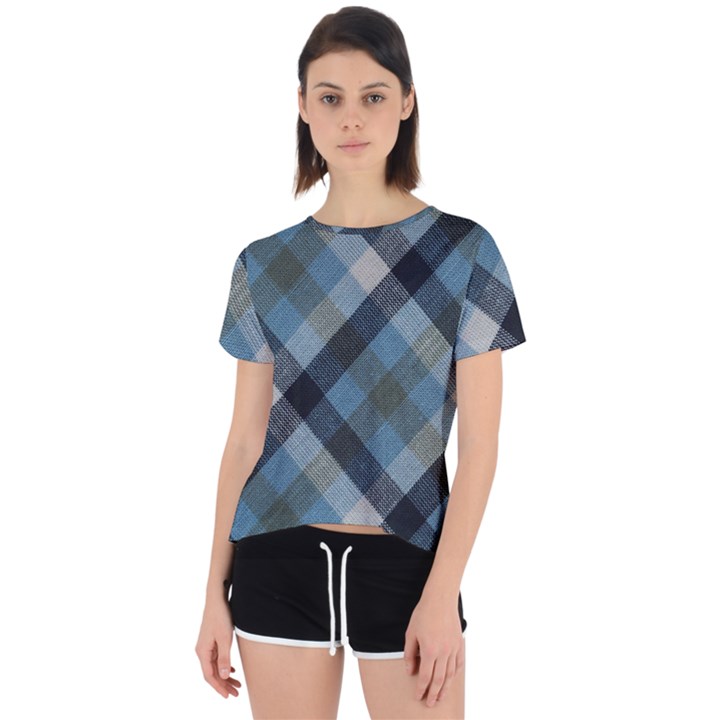 Black And Blue Iced Plaids  Open Back Sport Tee