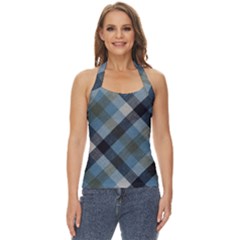 Black And Blue Iced Plaids  Basic Halter Top by ConteMonfrey