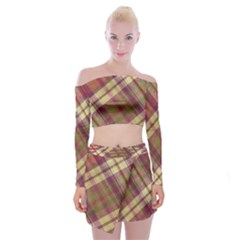 Beetle Juice Plaids  Off Shoulder Top With Mini Skirt Set by ConteMonfrey