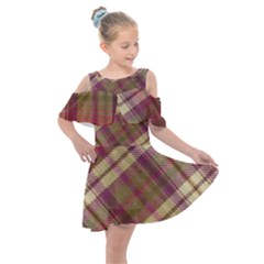 Beetle Juice Plaids  Kids  Shoulder Cutout Chiffon Dress by ConteMonfrey