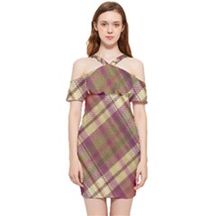 Beetle Juice Plaids  Shoulder Frill Bodycon Summer Dress by ConteMonfrey