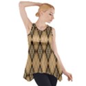 Coffee Diagonal Plaids Side Drop Tank Tunic View1