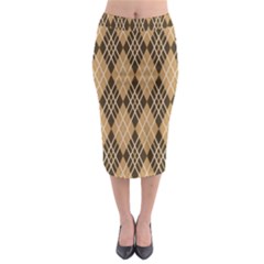 Coffee Diagonal Plaids Midi Pencil Skirt by ConteMonfrey