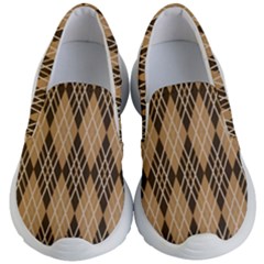 Coffee Diagonal Plaids Kids Lightweight Slip Ons by ConteMonfrey