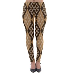 Coffee Diagonal Plaids Lightweight Velour Leggings by ConteMonfrey