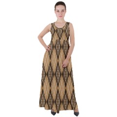 Coffee Diagonal Plaids Empire Waist Velour Maxi Dress by ConteMonfrey