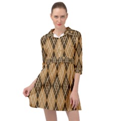 Coffee Diagonal Plaids Mini Skater Shirt Dress by ConteMonfrey