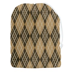 Coffee Diagonal Plaids Drawstring Pouch (3xl) by ConteMonfrey