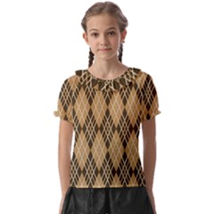 Coffee Diagonal Plaids Kids  Frill Chiffon Blouse by ConteMonfrey