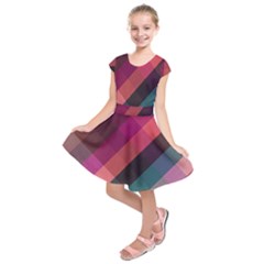 Multicolor Plaids Kids  Short Sleeve Dress