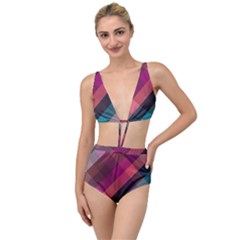 Multicolor Plaids Tied Up Two Piece Swimsuit by ConteMonfrey