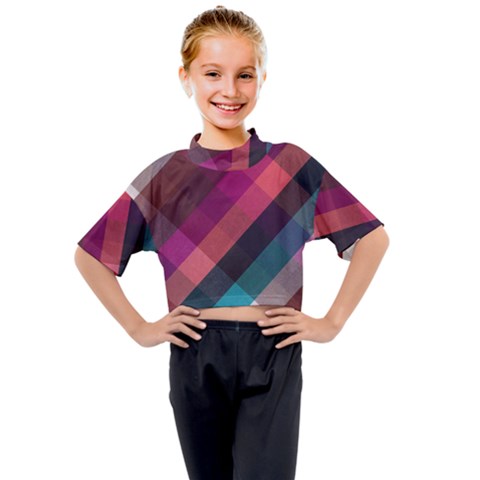 Multicolor Plaids Kids Mock Neck Tee by ConteMonfrey