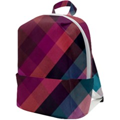 Multicolor Plaids Zip Up Backpack by ConteMonfrey