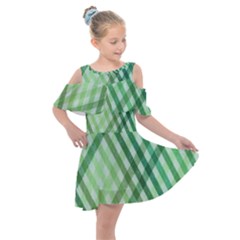 Menta Plaids Kids  Shoulder Cutout Chiffon Dress