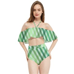 Menta Plaids Halter Flowy Bikini Set  by ConteMonfrey