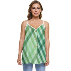 Menta Plaids Casual Spaghetti Strap Chiffon Top by ConteMonfrey