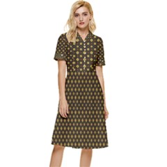 Small Golden Plaids Button Top Knee Length Dress by ConteMonfrey