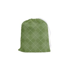 Discreet Green Tea Plaids Drawstring Pouch (small) by ConteMonfrey