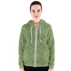 Discreet Green Tea Plaids Women s Zipper Hoodie by ConteMonfrey