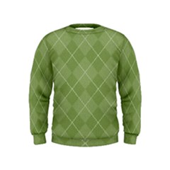 Discreet Green Tea Plaids Kids  Sweatshirt by ConteMonfrey