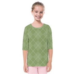 Discreet Green Tea Plaids Kids  Quarter Sleeve Raglan Tee