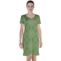 Discreet Green Tea Plaids Short Sleeve Nightdress by ConteMonfrey