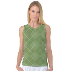 Discreet Green Tea Plaids Women s Basketball Tank Top by ConteMonfrey