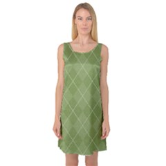 Discreet Green Tea Plaids Sleeveless Satin Nightdress by ConteMonfrey