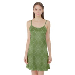 Discreet Green Tea Plaids Satin Night Slip by ConteMonfrey