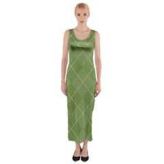 Discreet Green Tea Plaids Fitted Maxi Dress by ConteMonfrey