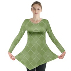 Discreet Green Tea Plaids Long Sleeve Tunic  by ConteMonfrey