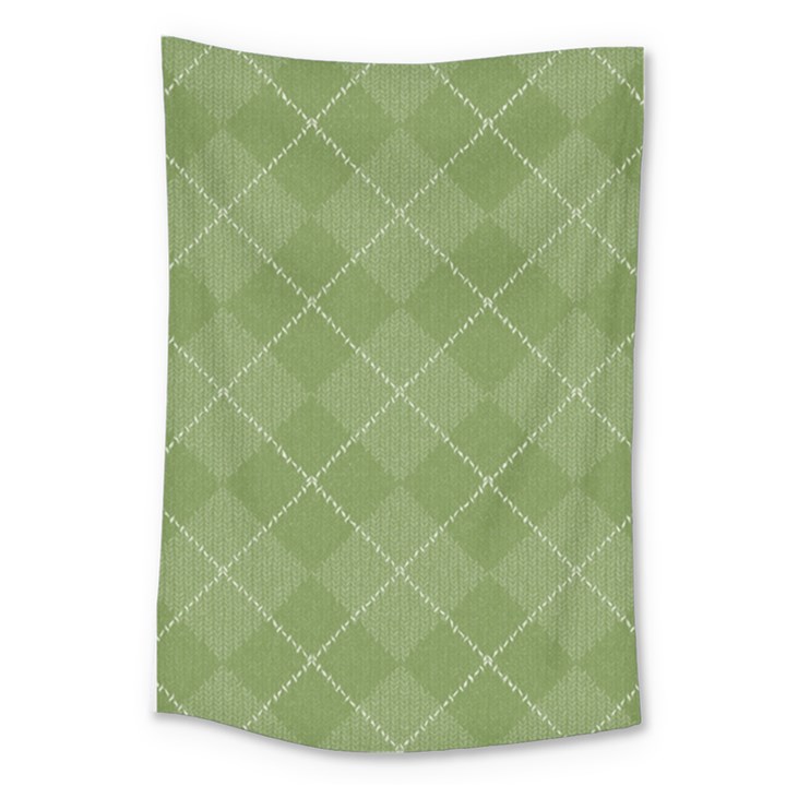 Discreet Green Tea Plaids Large Tapestry