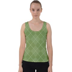 Discreet Green Tea Plaids Velvet Tank Top by ConteMonfrey