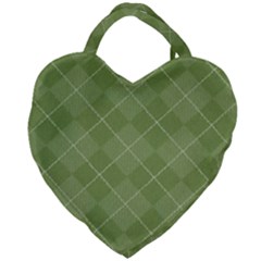 Discreet Green Tea Plaids Giant Heart Shaped Tote by ConteMonfrey