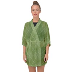 Discreet Green Tea Plaids Half Sleeve Chiffon Kimono by ConteMonfrey