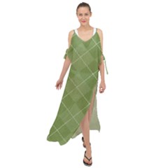 Discreet Green Tea Plaids Maxi Chiffon Cover Up Dress by ConteMonfrey