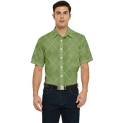 Discreet Green Tea Plaids Men s Short Sleeve Pocket Shirt  by ConteMonfrey