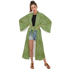 Discreet Green Tea Plaids Maxi Kimono by ConteMonfrey