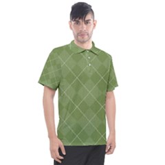 Discreet Green Tea Plaids Men s Polo Tee by ConteMonfrey