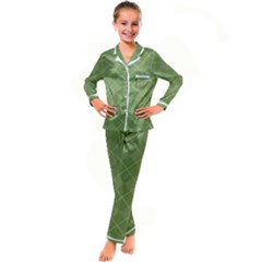 Discreet Green Tea Plaids Kid s Satin Long Sleeve Pajamas Set by ConteMonfrey