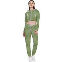 Discreet Green Tea Plaids Cropped Zip Up Lounge Set by ConteMonfrey