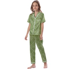 Discreet Green Tea Plaids Kids  Satin Short Sleeve Pajamas Set by ConteMonfrey