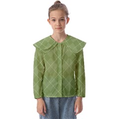 Discreet Green Tea Plaids Kids  Peter Pan Collar Blouse by ConteMonfrey